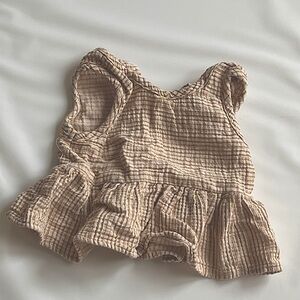 White and tan striped tank